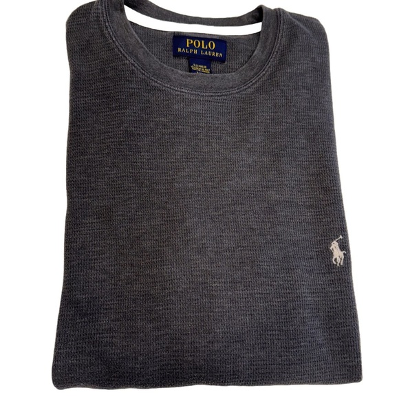 Polo Ralph Lauren Men's Grey Waffle Knit Thermal Crew-Neck Long Sleeve Shirt S - Picture 2 of 11